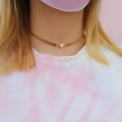 Choker Flechas con Perla