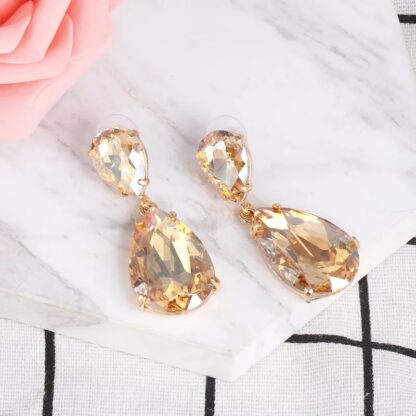 ARETES DE NOCHE GOTA CRISTAL CHAMPAGNE - Imagen 2