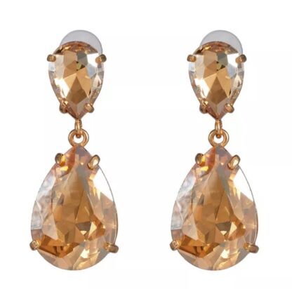 ARETES DE NOCHE GOTA CRISTAL CHAMPAGNE