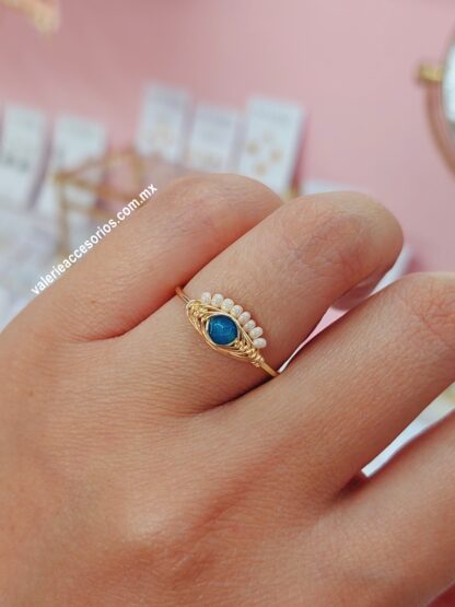 Anillo ojo ágata azul