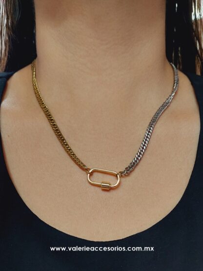 Collar bicolor broche ovalado - Imagen 3