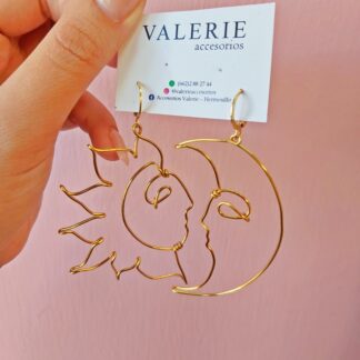 Aretes sol y luna alambrismo