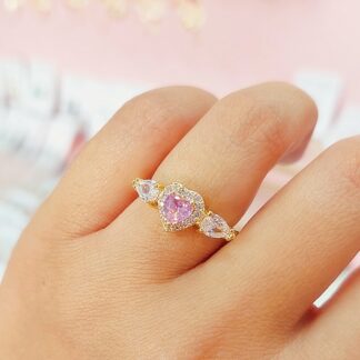 Anillo corazón rosa chico