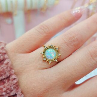 Anillo sol ópalo acero