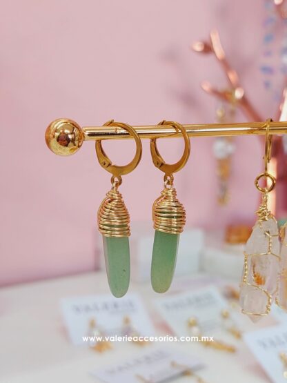 Aretes aventurina verde