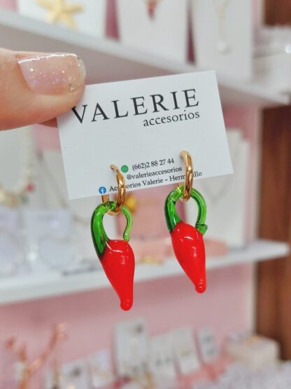 Aretes chiles de vidrio
